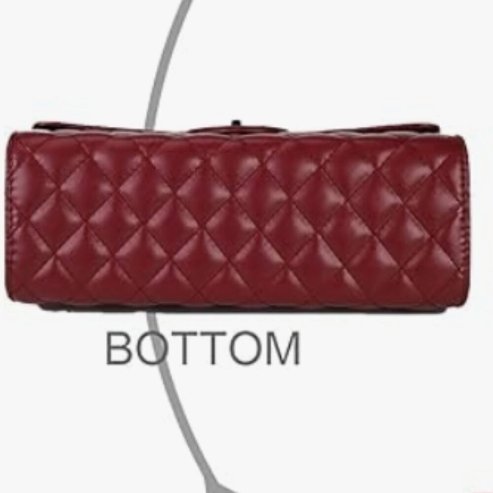 Quilted Crossbody Shoulder Bag with Chain Red NWT - Picture 4 of 5